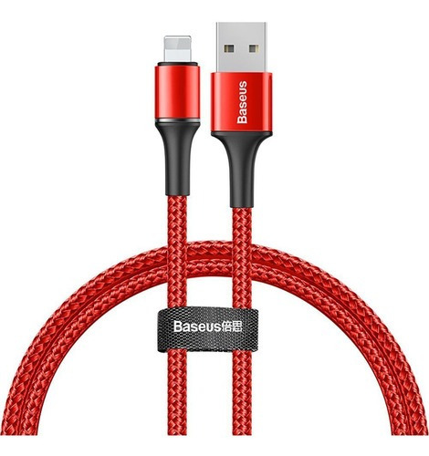 Cable cargador USB Lightning con LED, 50 cm, Baseus Halo, color rojo