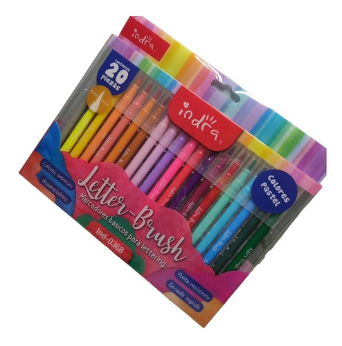 Marcadores Para Caligrafía Indra 20pz Lettering Punta Pincel