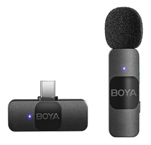 Microfone Boya By-v10 Lapela Sem Fio Wireless Compatível com dispositivos com portas USB-C Android