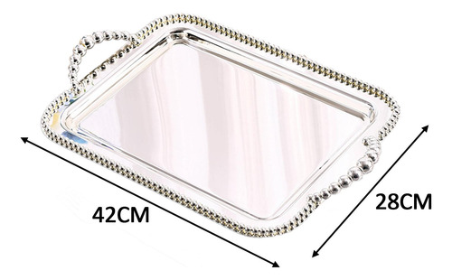 Bandeja Decorativa De Hierro Forjado Para Servir, Plata