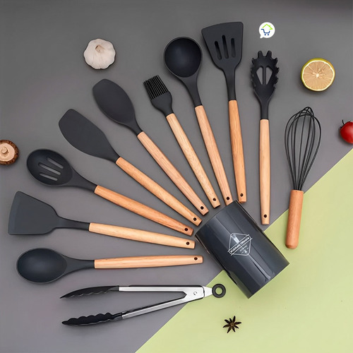 Juego Utensilios Silicona Resistentes Cocina 11 Piezas Lo8-4