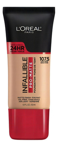 Base de maquillaje líquida L'Oréal Paris Infallible Pro-Matte Base De Maquillaje L'oréal Paris Infallible 24h Pro-matte tono 107.5 ivory beige - 30mL