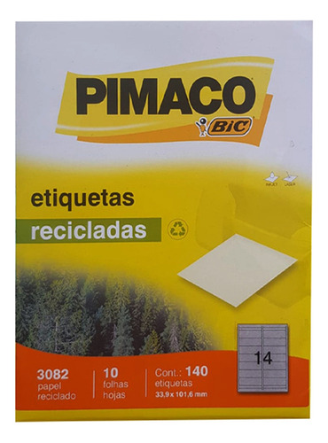 Etiquetas 14 Pimaco 33,9x101,6 Papel A4 Adesiva Inkjet/laser Cor Cinza