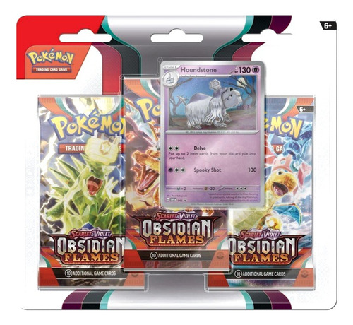 Pokemon Tripack Blister Obsidian Flames Inglés Houndstone