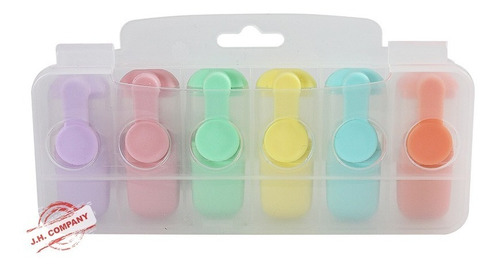 Set De 6 Mini Marcatextos Colores Pastel Arco Iris Estuche 