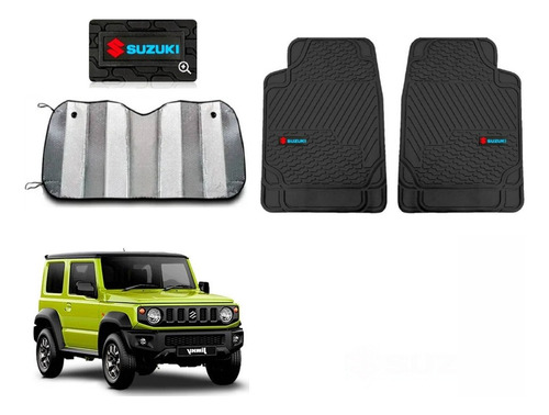 Tapetes 2pz Logo + Parasol Suzuki Jimny 2020 - 2024 2025 Negro