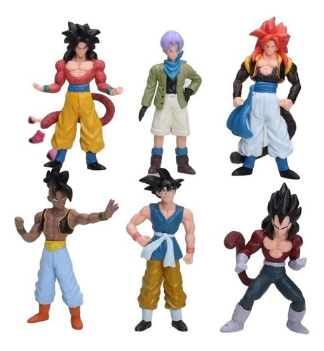Kit 6 Action Figure Dragon Ball Gt Goku Uub Bulma Vegeta