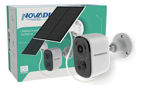 Câmera Inteligente Wifi Novadigital Externa Bateria Solar HD Nuvem IA IP Alexa APP Exclusivo Vico Home