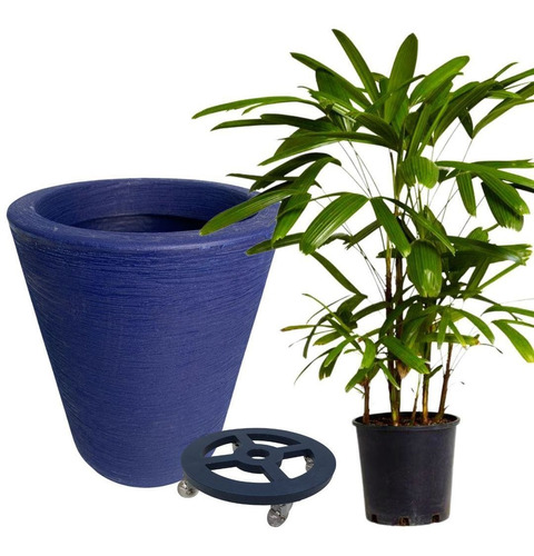 Muda De Ráfia 60cm Com Vaso De Planta Decorativo E Rodízio