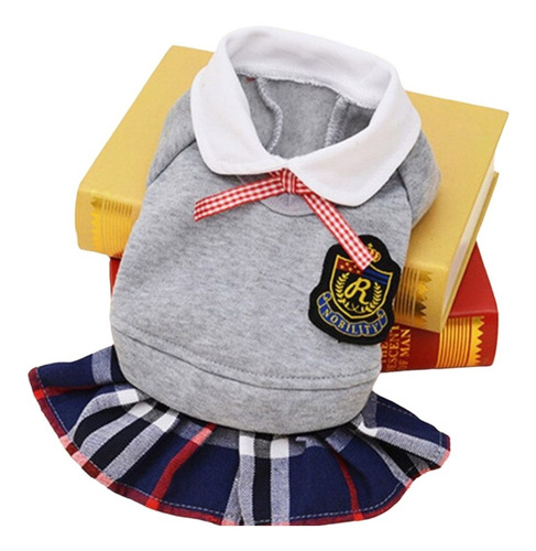 Ropa Para Mascotas De Colegial Gris Con Falda