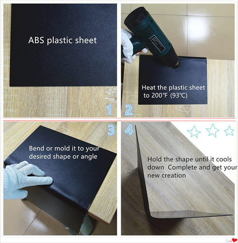 Láminas De Plástico Abs Negro De 0.060 De Grosor, 12...