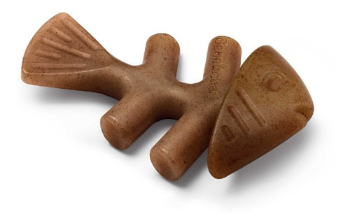 Juguete Benebone Fishbone de nailon con forma de hueso grande para perros, color marrón