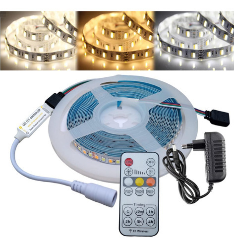 Fita Led De 5m Com 3 Cores De Luz Com Controle E Fonte