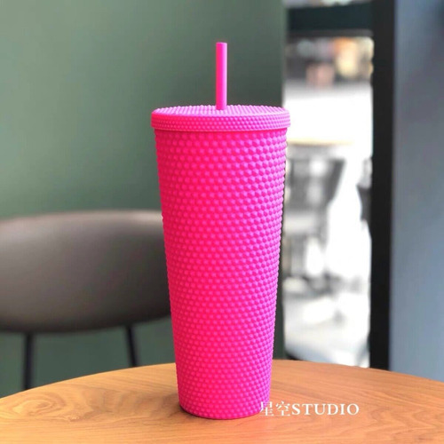 Botella Genérica 1 Litro Diamante Rosa Con Popote Antigoteo