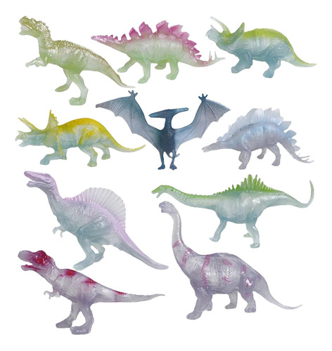 10 Uds. Modelo De Figura De Dinosaurio Luminoso Animal