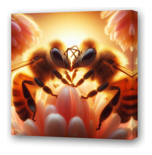 Cuadro 60x60cm Abejas Enamoradas Amor Love Bees Flor