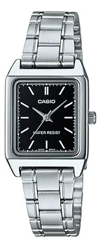 Reloj Casio Ltp-v007d-1e Mujer Plata Negro Original Color del fondo Negro  LTP-V007D-1E