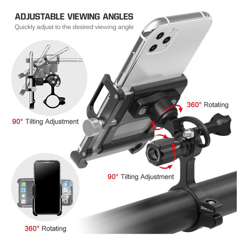 Soporte De Teléfono De Bicicleta De Aluminio Giratorio 360 G