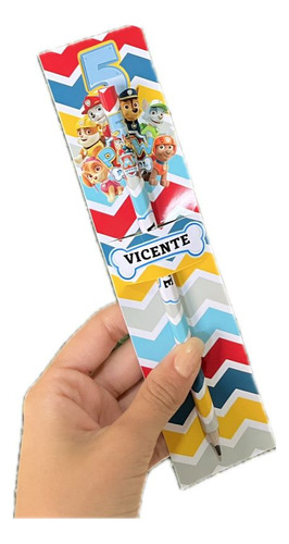 Lápices Personalizados Con Portalápiz Paw Patrol X25