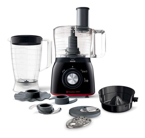 Multiprocesadora Philips HR7632 Viva Collection 650W negra y roja 220V