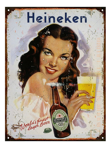 Cartel De Chapa Publicidad Antigua Cerveza Heineken Varios
