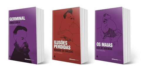 Coleção De Livros Bolso Germinal & Ilusões Perdidas & Os Maias Émile Zola & Honoré De Balzac & Eça De Queirós Editora Saraiva E Nova Fronteira Capa Comum