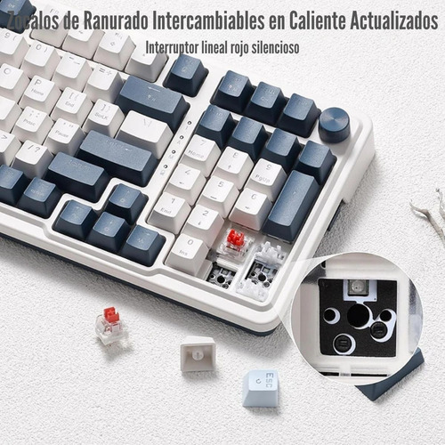 Teclado Redragon Eisa Pro K686wb 96% Wireless White/blue