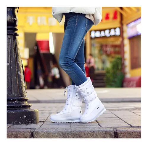 Botas De Nieve Polar Mujer Para El Fr o Espesado Y Acol A