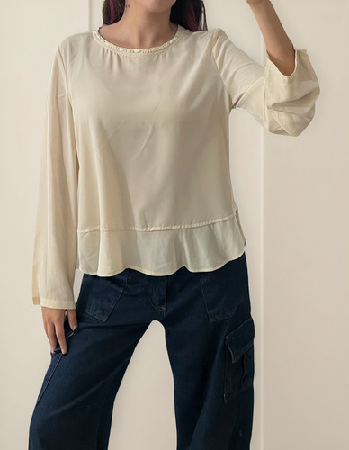 Blusa Camisa Mujer Manga Larga Cuello Redondo