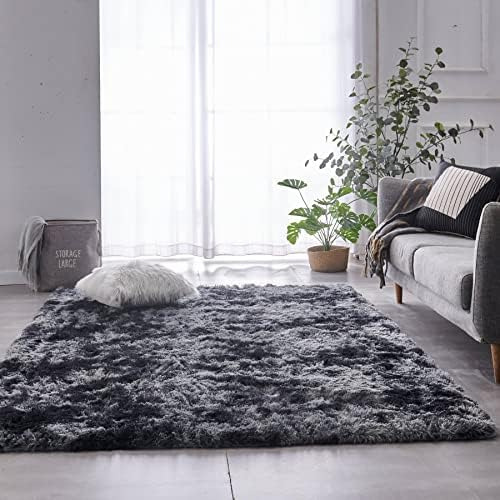 Tabayon Alfombra Shaggy Tie Dyed Gris Oscuro, Alfombras De 2