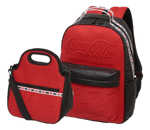 Kit Escolar Mochila De Costas Coca Cola Neo +cooler Térmico