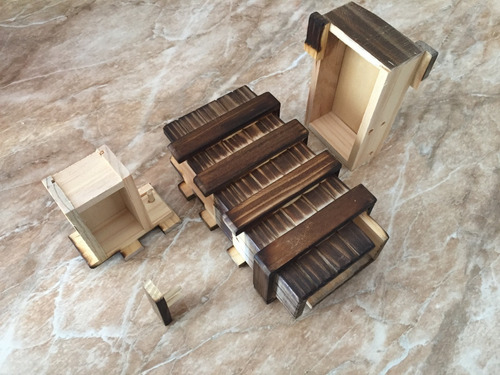 Rompecabezas vintage caja con compartimiento secreto Wooden Magic Puzzle Box 101735