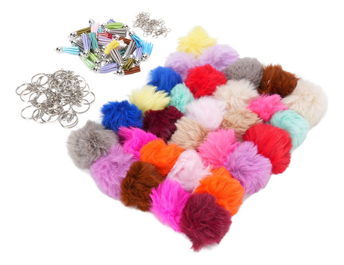 Llaveros Puff Ball Multicolores, Juego De 30 Accesorios Para