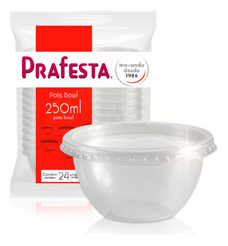 Cx Pote Bowl Descartável P Freezer E Microondas 250ml 240un Cor Transparente