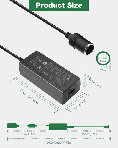 Imagen 3 de 6 de Convertidor 12 V Encendedor Carro Para Inflador Aspiradora