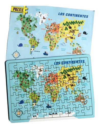 Puzzle Educativo: Los Continentes De 48 O 70 Piezas