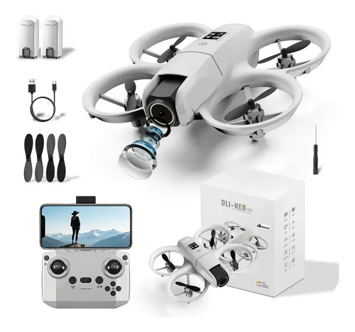 Mini Drone Neo Duple Câmera Hd Evita Obstáculos 2 Baterias Cinza
