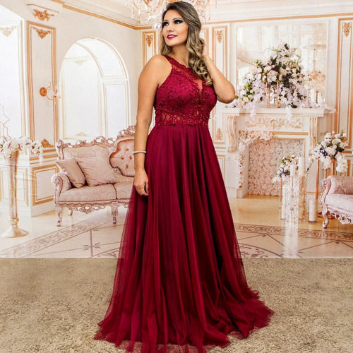 Vestido Rodado Princesa - Marsala - Madrinha Formatura