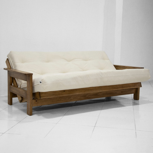 Imagen 2 de 3 de Futón Sofá Cama Clásico Tela Brin Crudo / Divan Home
