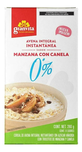 5 Pza Avena Integral Granvita Instantánea Sabor Manzana Con