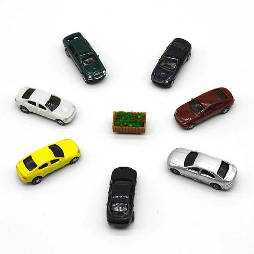 Set De Maqueta 15 Carro + 10 Luminaria Diorama Escala 1:100