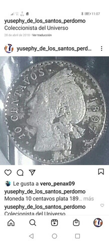 10 Centavos De República Dominicana Año 1897 Plata