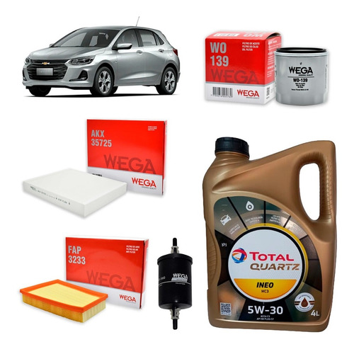 Kit De 4 Filtros Wega + Aceite  5w30 Chevrolet Onix 1.2