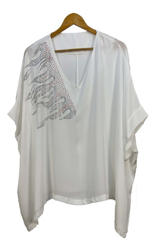 Blusa Maxibrillos Gasa Crep Liso, Talle Especial Grande 