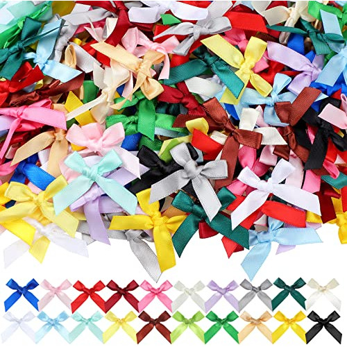 300 Pcs Mini Ribbon Craft Bows, Small Multicolor Diy Cr...