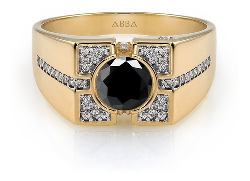 Anillo Caballero Negro Elegance Oro 10k Abba Joyas