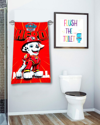 Toalla De Baño Diseño Paw Patrol Marshall 155x85 Microfibra Rojo Paw Patrol Marshall