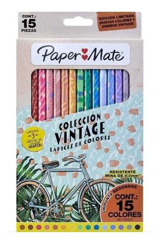 Paper Mate 15 Lapices De Colores Colección Vintage