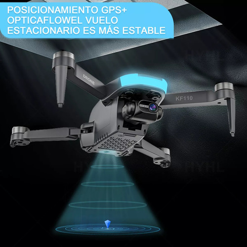 Mini Drone Kf110 Profesional Gps Con Cámara 8k + 2 Baterías Color Negro MERION