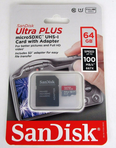 Tarjeta De Memoria Sandisk - Ultra Plus De 64gb Microsdxc Uh